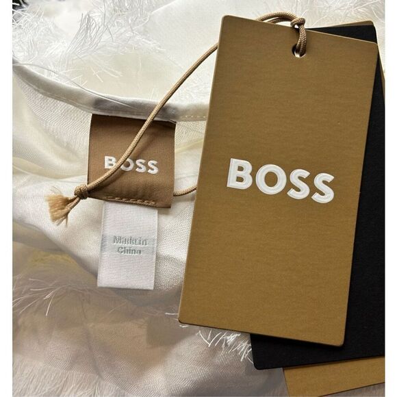 BOSS Difresa Fringe Shift Dress in White NWT Size 14 - Picture 6 of 7